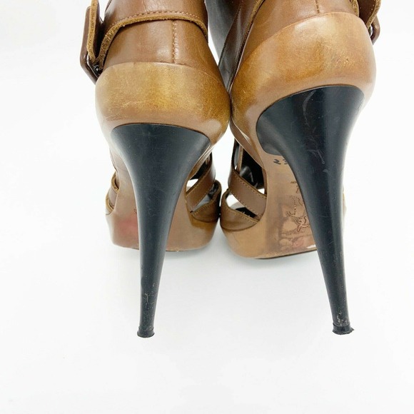 Marni Peep Toe Bootie Stiletto Heel Wrap Buckle - Picture 6 of 10
